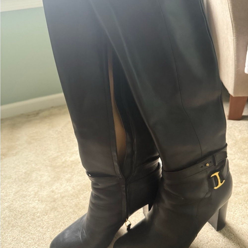 Ralph Lauren MacKenna Black Leather Boots